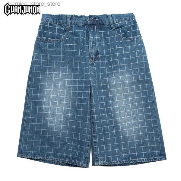 Shorts masculinos verão ginásio jeans shorts mens calças casuais calças esportivas soltas ropa hombre roupas de rua malha impressa y2k top jovem e enérgico quarta-feira q240305