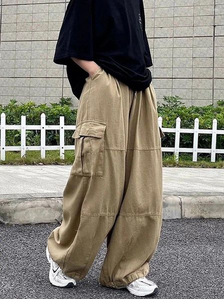 Pantaloni da donna Harajuku Streetwear Khaki Cargo Tasche oversize da donna Pantaloni larghi neri Hip Hop per la moda coreana femminile