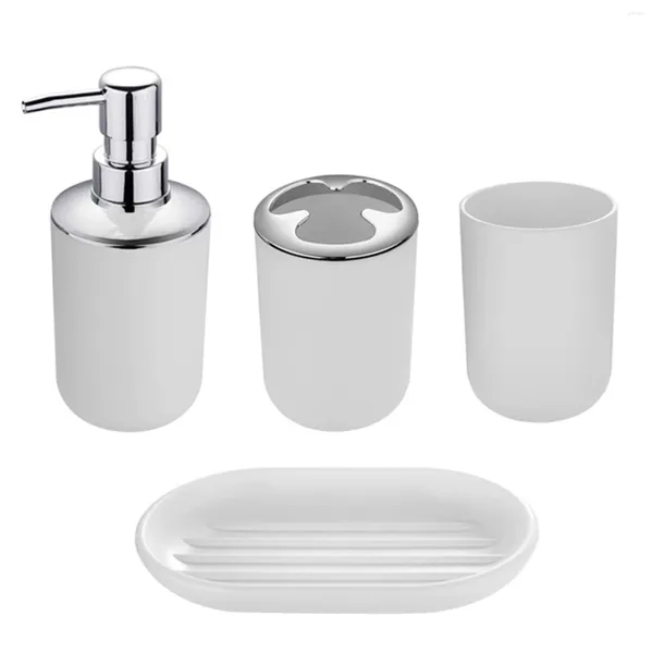 Conjunto de acessórios de banho 4pcs Suporte de escova de dentes autônomo Acessórios de banheiro El Soap Dish Tumbler Casa Portátil Viagem Antiderrapante Fácil de Limpar