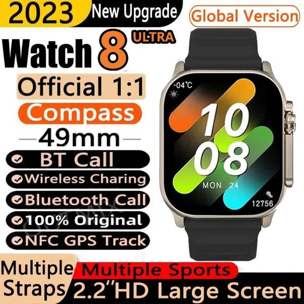 8 ultra relógio inteligente 49mm 2023 novo nfc masculino feminino gps faixa bluetooth chamada bt jogos de música carregamento sem fio smartwatch