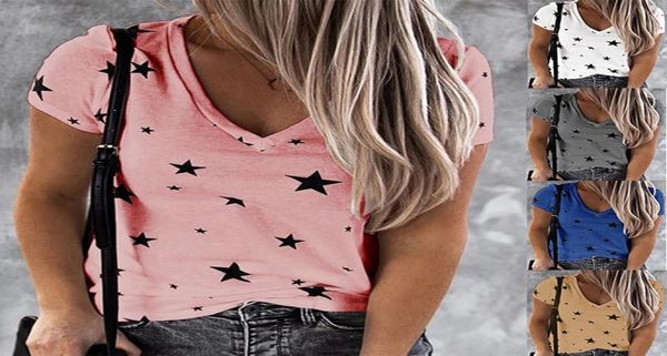 Women039s TShirt Stars Pattern Maglietta estiva Donna Casual Womens Tee Shirts Vneck Tshirt Pus Taglia XXL Manica corta Ladies To2733698