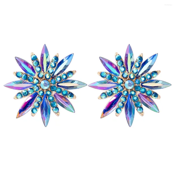 Серьги-гвоздики JURAN, роскошные синие кристаллы с цветком ромашки, высококачественные аксессуары для банкетных вечеринок для женщин, эффектные ювелирные изделия 2024