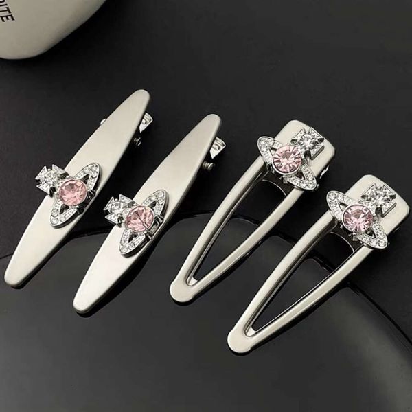 Designer VivieneWestwoods grampo de cabelo West Empress Dowager Planet Metal Hair Clip Feminino Instagram Side Bangs Clip Front Edge Clip Duck Beak Clip Hair Clip Headpiece