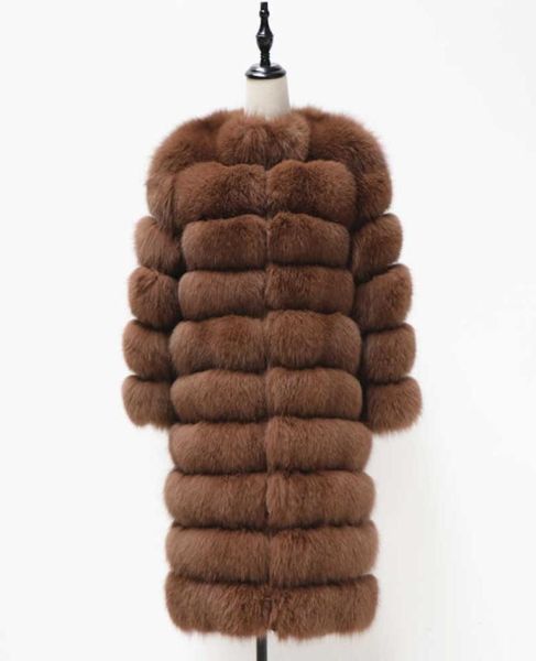 Frauen Warm Echten Fuchs Pelz Mantel lange Winter Echten Pelz Jacke Mode Outwear Luxus Natürlichen Fuchs Pelz Mantel Für Mädchen queentina Q08277506434