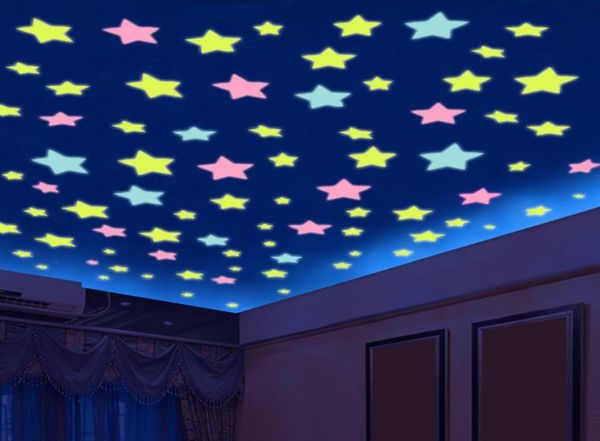 3d stelle luminose parete adesivo fluorescente camera da letto soffitto decorazioni natalizie per la decorazione domestica adesivi autoadesivi pv3978687
