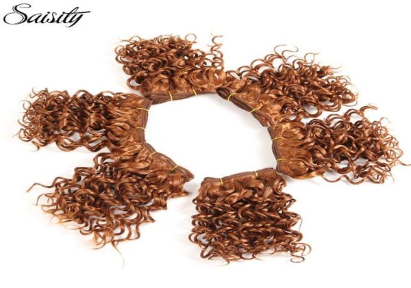 Lans 6 pollici fasci di capelli ricci crespi brasiliani tessitura sintetica 110gpcs estensioni dei capelli ombre corte trecce africane naturali LS167921851