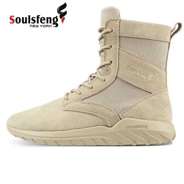 Sapatos ao ar livre Sandálias Soulsfeng Fire Team Plus Size High Top Sand Color Desert Boots Homens antiderrapantes Botas de combate leves Mulheres Zipper Caminhadas Sapatos YQ240301