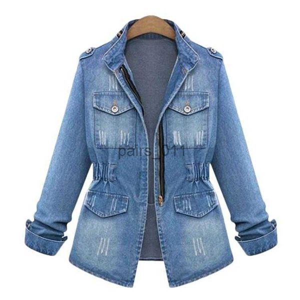 Jaquetas femininas jaquetas plus size 5xl mulheres casaco básico denim outono sólido senhoras outwear 240305