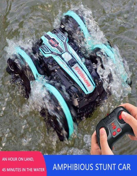 est Hightech Fernbedienung Auto 24G Amphibious Stunt RC Auto Doppelseitiges Taumeln Fahren Kinder039s Elektrische Spielzeuge für Jungen 4302303409491