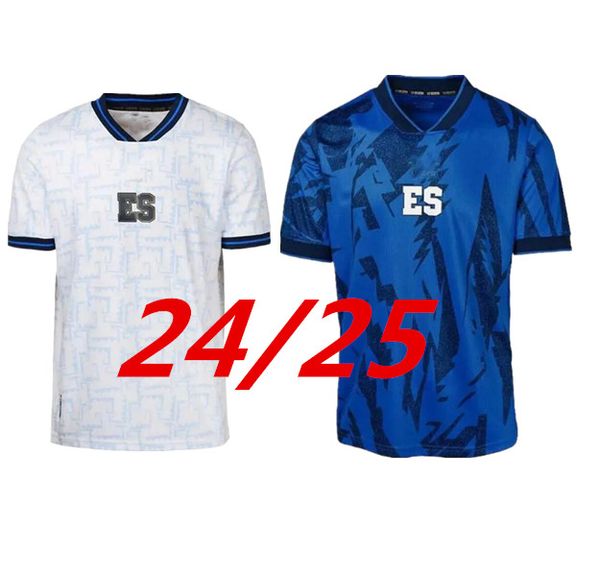 2024 El Salvador Jerseys de futebol 25º aniversário ESPECIAL 2023 23 24 25 Home Azul Away White National TeamSoccer Camisa Manga Curta Uniforme de Futebol Personalizado 999