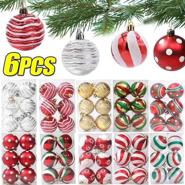 Party Dekoration 6PCS Weihnachtskugeln Rot Grün Weiß Weihnachtsbaum Ornamente Ball Jahr Navidad Hängen Anhänger Hause Urlaub Dekorationen