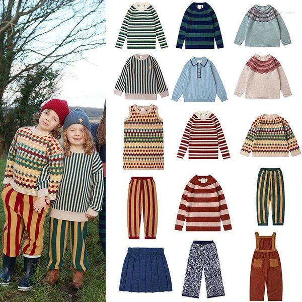 Conjuntos de roupas menina roupas kp marca 2024 inverno criança meninos malha suéteres e calças moda bebê outfit jumpers para crianças outwear
