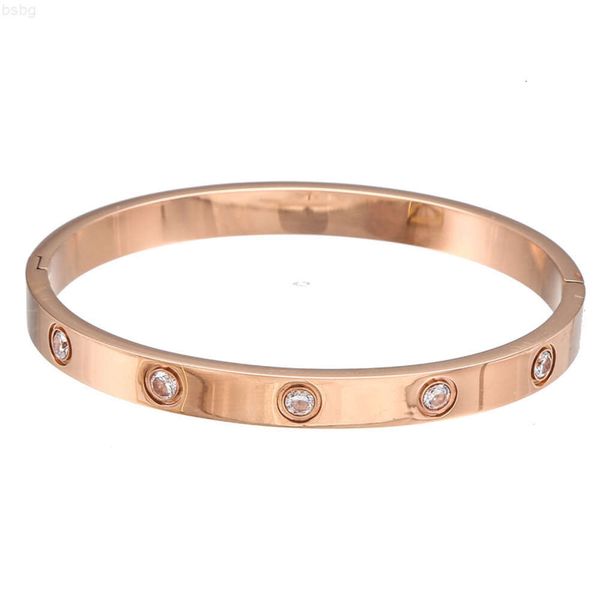 Acquista 2021 braccialetto elegante da donna con zirconi in cristallo inciso in acciaio inossidabile argento oro rosa