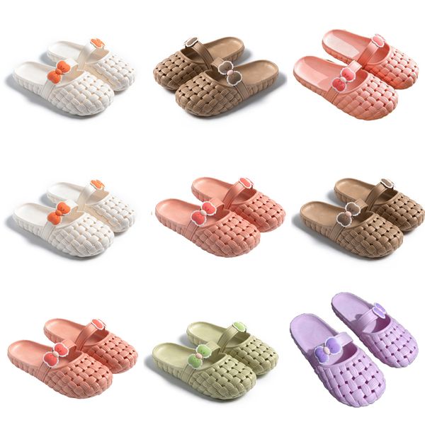 Designer Neue Sommer für Produkt Hausschuhe Frauen Grün Weiß Rosa Orange Baotou Flache Unterseite Schleife Slipper Sandalen Mode Frauen flache Rutschen GAI Outdo 13 s