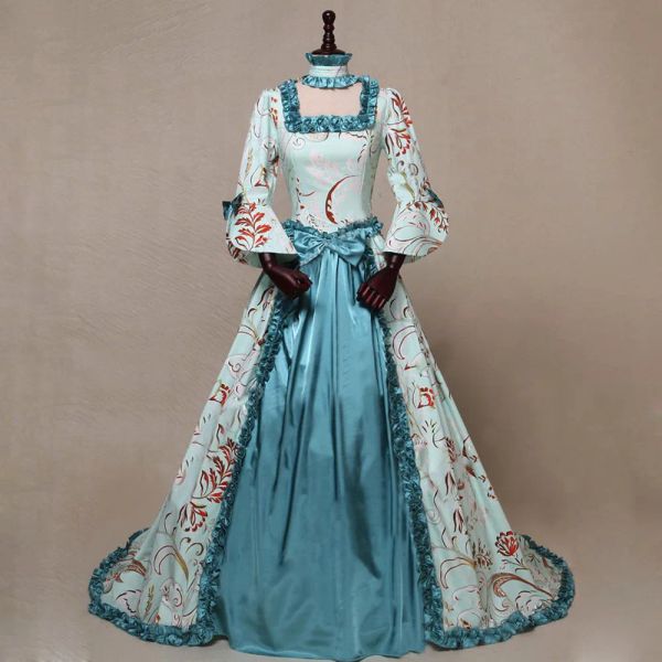 Kleid Fancy Renaissance Pleuche Kleid Retro Samt Tailed Kleid Party Kostüm Palace Frauen Kleider Vintage Mittelalter Abendkleid