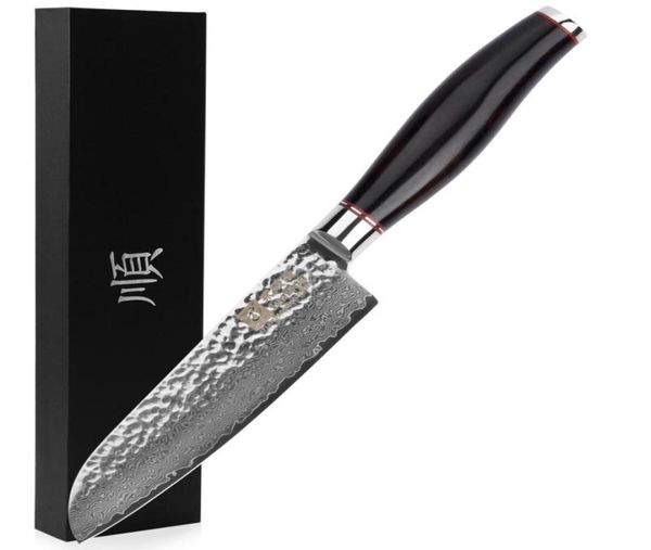 Sunlong Faca Chef039s de 5 polegadas Facas de corte de aço Damasco 67 camadas Faca Santoku VG10 núcleo de aço Faca de carne e vegetais Cleaver48477058444