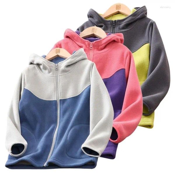 Jacken Kinder Schuluniform Warmer Mantel für Jungen Mädchen Doppelseitige Polar Fleece Teenager Eltern-Kind-Kleidung Verdickte Sportjacke