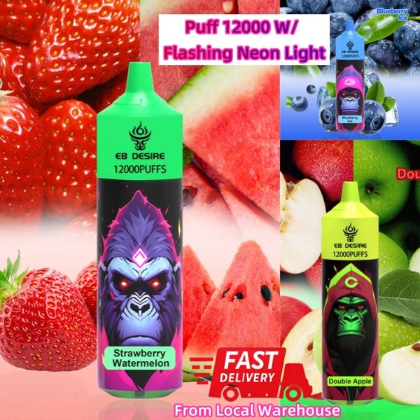 EB DESIRE 12k puff 15k 10k 7k Puff 15000 12000 10000 9000 puffs caneta vape descartável Armazém local da UE 25ml luz LED 600mAh Randm vaper Tornado 9000 puff 9k tornado bar