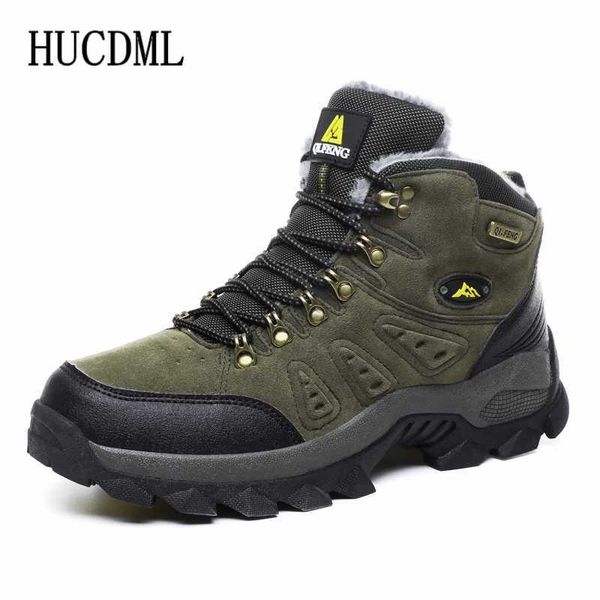 Scarpe da esterno Sandali Stivali da uomo invernali Pelle scamosciata di mucca Neve calda Uomo Donna Scarpe da trekking Scarpe casual da lavoro Stivaletti da trekking alti antiscivolo YQ240301