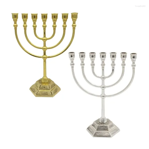 Titulares de velas Multi Branch Hanukkah Stand Artístico 7 Cabeças Candelabro Elegante Decoração de Casa