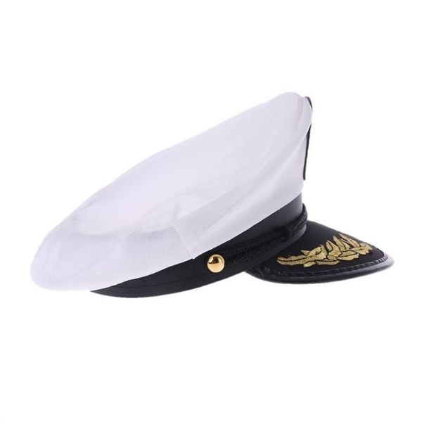 Geniş Kötü Şapkalar Beyaz Yetişkin Yat Teknesi Kaptan Donanma Kapağı Kostüm Partisi Cosplay Elbise Denizci Hat250j