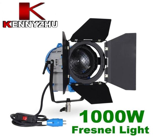 Iluminação contínua Vídeo DV Studio Po Fresnel Luz de tungstênio 1000W 1KW Lâmpada GY22 Barndoor via Fedex DHL5450541