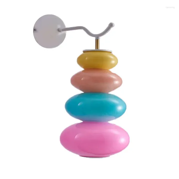 Lampada da parete Moderna in vetro colorato Personalità creativa nordica Camera da letto Letto Camera dei bambini Stringa di caramelle Luci decorative a LED