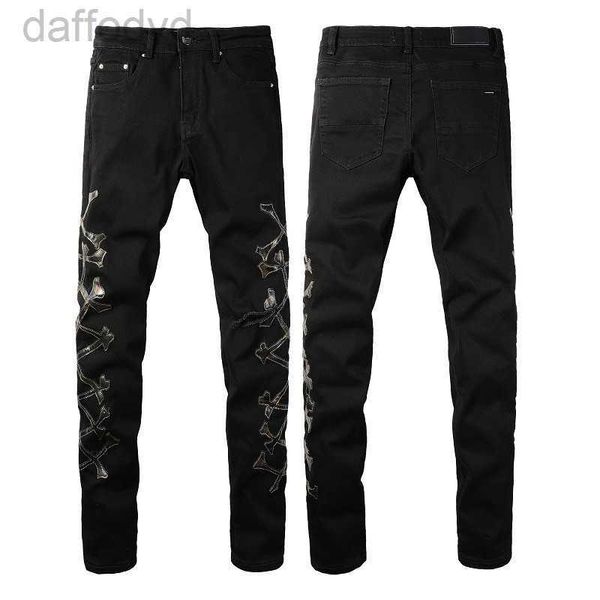 Herren Jeans Denim Man Designer Herren Skinny Hosen Männer Schwarz Biker Distress Slim Fit Stretch Motorrad Star Bone Halloween Straight Leg Ripped Weiß Grau 240305