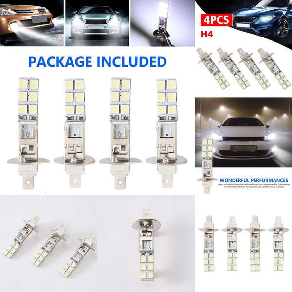 Neues 4-teiliges LED-Scheinwerferlampen-Set H1-12Smd-5050 H1 6000K Gute Teile Licht Nebel Fahren Superweiße Ersatzlampe D1a9