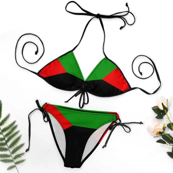 Setzen Sie Martinique in rotgrün und schwarzer Bikini Top -Qualität sexy Frauenbikinis Lustige Neuheit Schwimmen hochwertiger Badeanzug