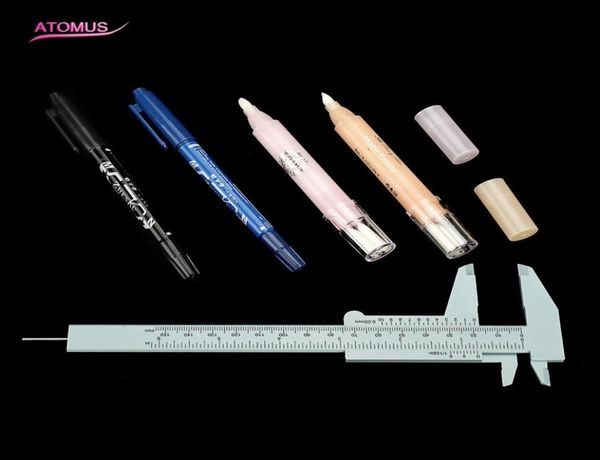 5 pezzi set penna nera oleosa penna olio blu arancione strofinamento magico rosa sfregamento magico calibro a corsoio semipermanente kit tatuaggio trucco sopracciglio set6876275