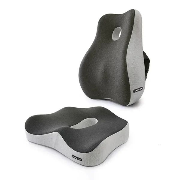 Memory Foam Cuscino per sedia da ufficio Supporto per seggiolino auto Cuscino per la vita Massaggio lombare Ortopedico Gluteo Coccige Schienale 240223