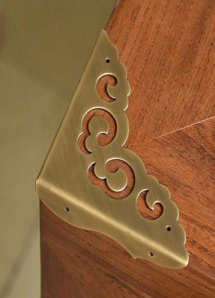 Staffa angolare in ottone antico per mobili, scrivania, armadietto, portagioie, scatola in legno, angolo hardware, angolo cavo con fiore in pizzo8138640