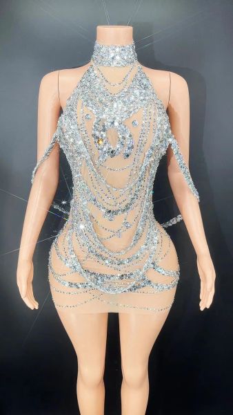 Skirt Bling Abites Birthday Festival Outfit Simpalla Salli per paillettes Kendall Drag Queen Queen Long Luxury Celebrity Costume