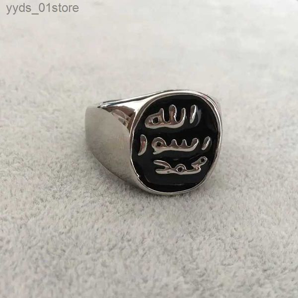 Anéis de banda islam profeta Muhammad anel de aço inoxidável jóias muçulmanas L240305