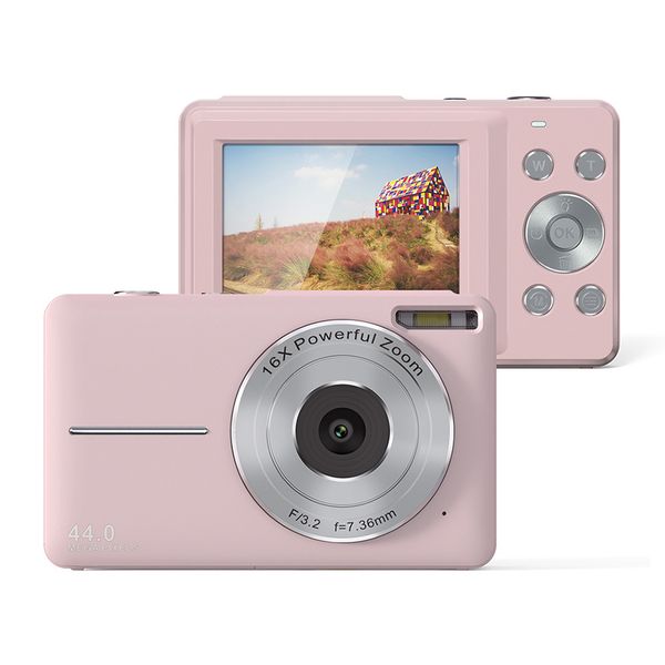 Fotocamera digitale FHD 1080P Fotocamera per bambini 44MP Punta e scatta Fotocamere digitali Zoom 16X Cordino Compatto Piccola fotocamera Regalo per bambini Ragazzi Ragazze Studenti DC403