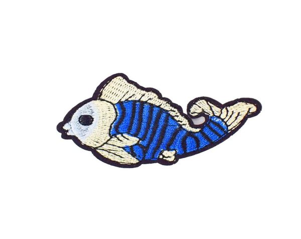 10 peças remendos de apliques bordados de peixe azul diy para roupas infantis remendo de apliques de transferência de ferro para tecidos de vestuário acessórios 3116581