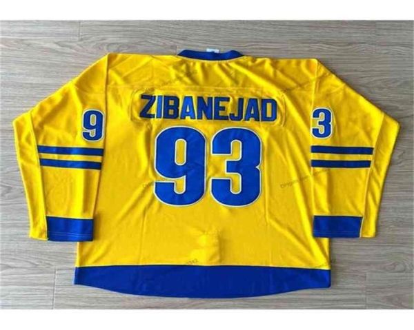 Nikivip Custom Mika Zibanejad 93 Team Sweden Hockey Jersey cucita gialla Taglia S4XL Qualsiasi nome e numero Maglie di alta qualità8853913