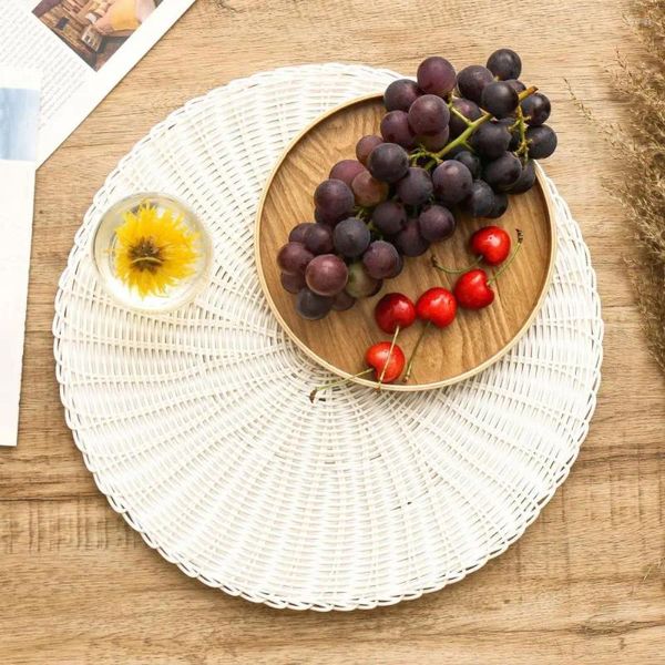 Tapetes de mesa almofada de isolamento imitação rattan placemat antiderrapante proteção tapete de plástico anti-queimadura copo uso doméstico