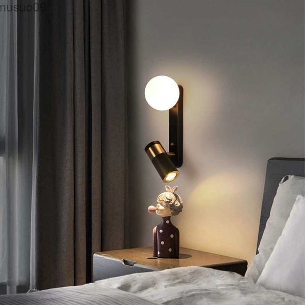 Настенный светильник, скандинавский современный минималистичный настенный светильник для прикроватной тумбочки, спальни, прохода, гостиной, балкона отеля, креативный современный вращающийся настенный светильник для чтения
