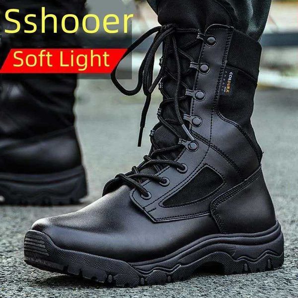 Sapatos ao ar livre sandálias sshooer homens botas pretas exército combate tático força especial bota ao ar livre caminhadas escalada sapatos respiráveis botas de inverno yq240301