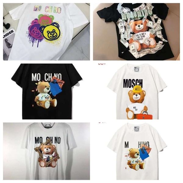 Mens T-Shirts Moschino Tasarımcı Yaz İtalyan Lüks Markalar Erkek ve Kadınlar Yuvarlak Boyun Kısa Kollu Moda Baskı Baskılı Gevşek Fit Dış Mekan Besli Gömlekler ED