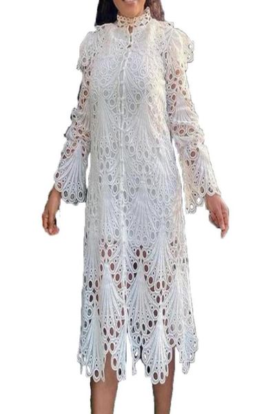 Ethnische Kleidung Afrikanische Kleider für Frauen 2021 Sommer Mode Stil Spitze Weißes Kleid Kleidung1561185