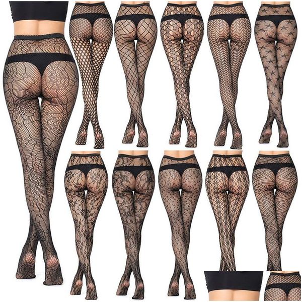 Sexy meias mulheres collants moda y meias lingerie malha meias transparente fishnet nightclubs festa desgaste meia-calça gota entrega curar dhb7w