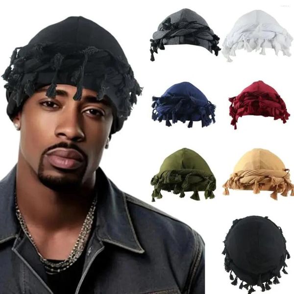 Roupas étnicas turbante para mulheres homens vintage cabeça envolve durag com borla envoltório de cabelo 2024 futebol headbands meninas