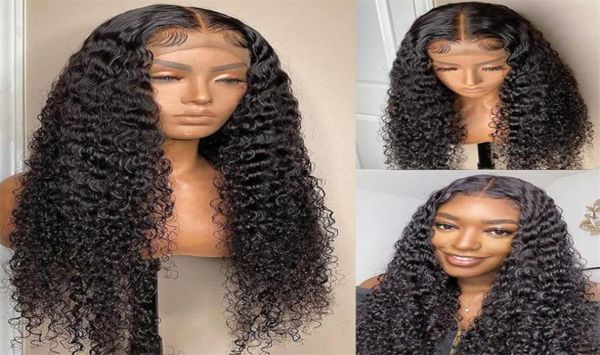 Frete grátis para novos itens de moda em estoque preto Curly Synthetic Lacefront Wig Simulation