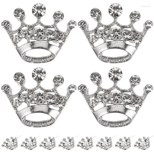 Broches 12pcs liga de cristal Coroa Diamante Faculdade de casamento Pino de corpeio Tiara Corsage 2,8x2cm