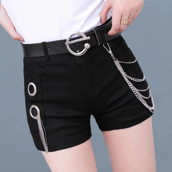 Shorts Shorts Black Shorts Abbigliamento da donna 2023 Summer Nuovi pantaloni a strisce sottili Pantaloni caldi sexy Fashi