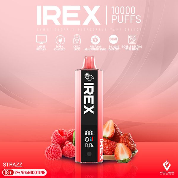 Voles Hazeise Irex 10000 Puffs Einweg -Vape Vape Stift 2% 5% Nikotin Vapes Digitaler Bildschirm 10K 12 km Puff Bar vorgefüllt Pod E -Zigaretten