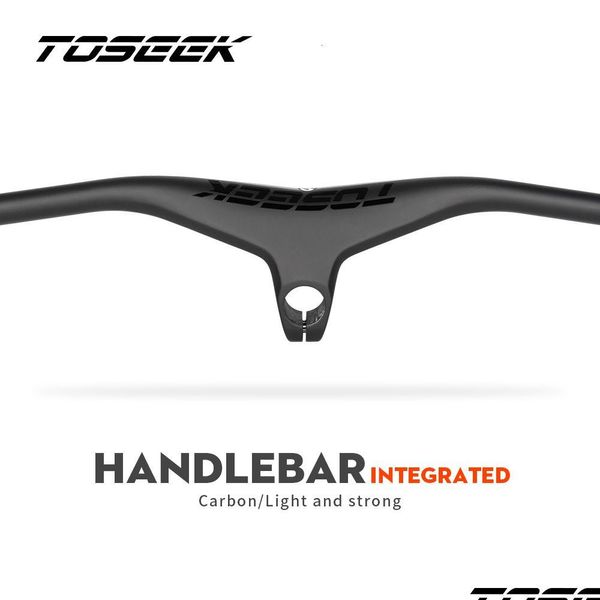 Componentes de guidão de bicicleta Componentes de guidão de bicicleta Toseek Mtb e haste 286mm17grau guiador integrado de carbono para montanha 6608 dhcub